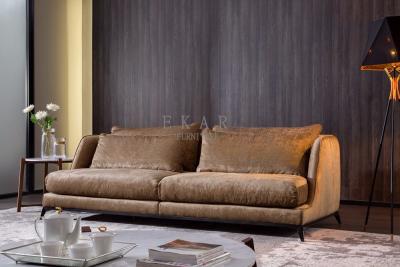 China 2.4m Brown Long Couch Fabric Furniture Big Living Room Sofa for sale