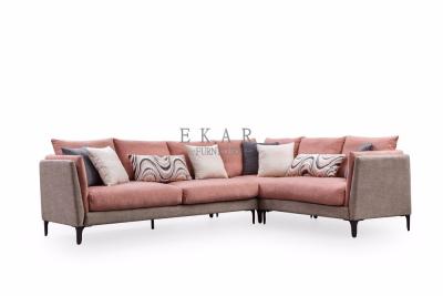 China European Style Linen Pink Fabric I Shaped Sofa Set for sale