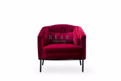 China Upholstered Maroon Velvet Arm Modern Design Leisure Chair Waiting Chair for sale