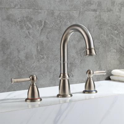 China Contemporary 3 Hole Bathroom Sink Mixer In PVD Brush Nickel Color for sale