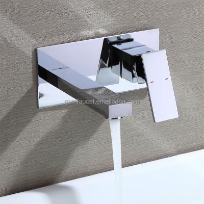 China Modern Single Handle Wall Faucet Mixer In Square Shape For Bathtub for sale