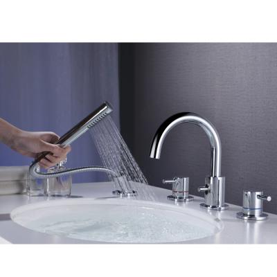 China Without Slide Bar 4 Hole Shower Hose Tub Faucet Deck Mounted Filler With Hand Shower Head Mixer Taps For Basin for sale