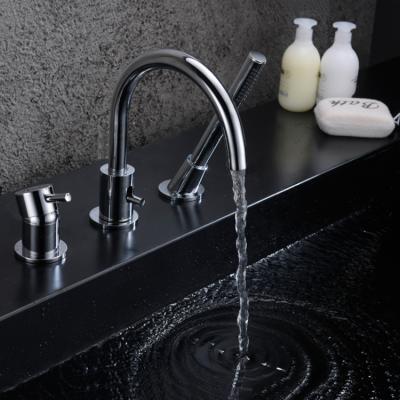 China Without Slide Bar European Modern Bathroom Bath Mixer Tap Shower Sets 3 Hole Bath Faucet for sale