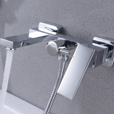 China Without Sliding Bar Wall Mounted Square Shower Mixer With Hand Shower for sale