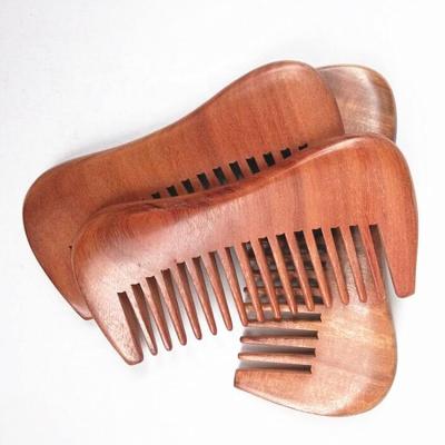 China Beard Care In Custom Sandalwood Stock Printed Wide Teeth Pocket Wooden Beard Hair Comb for sale