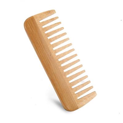 China Custom Wooden Beard Care Natural Bamboo Wide Tooth Logo Whiskers Beard Hair Comb For Men for sale