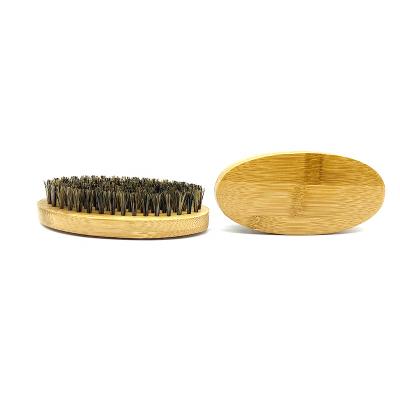 China Beard Care In The Barber Shop Factory Price Bamboo Wooden Beard Hair Brush 100% Common Boar Hair for sale