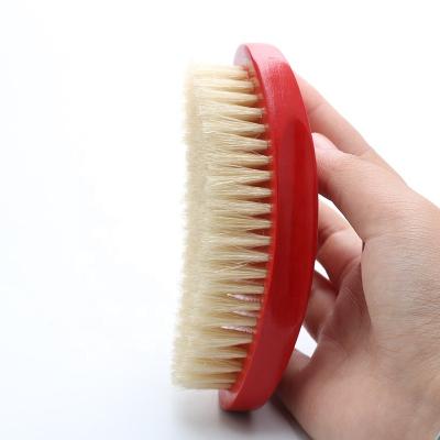 China Beard Care in Barber Soft Boar Bristle Curved Running 360 Wave Men Mustache Beard Wooden Hair Brushes for sale