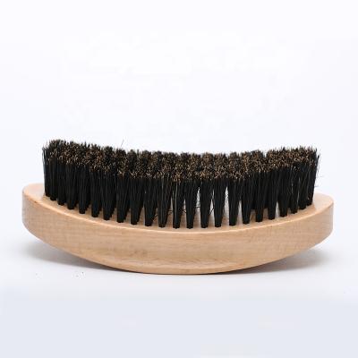 China Beard Care StockTop Selling Curved Wooden Handle Boar Stiffens Wooden 360 Wave Beard Brush For Men for sale