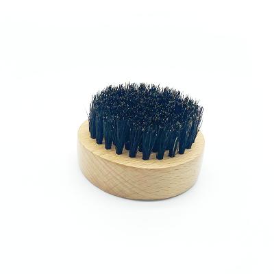 China Wholesale Wooden Boar Bristle Barber Shop Shaving Round Beech Beard Care Profession Beard Wood Hair Brush for sale