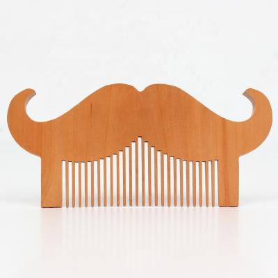 China Beard Care Customized Your Logo Hot Selling Peach Wooden Hair Beard Comb For Men for sale