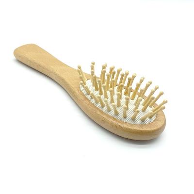 China Low MOQ Nondisposable Customized Eco-Friendly Long Handle Natural Beech Wood Massage Scrape Air Paddle Hair Brush for sale