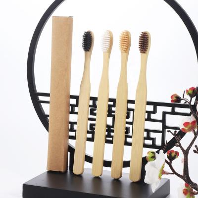 China Custom 100% Eco Friendly Wholesale Biodegradable Healthy Organic Charcoal Hotel Bamboo Toothbrush With BPA Free Bristle for sale