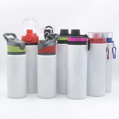 China Colorful Empty Sublimation Custom Designer Eco Friendly Recycled Metal Aluminum Water Bottle With Straw Lid Carabiner for sale