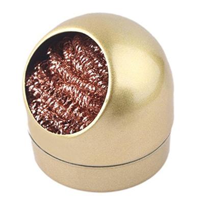 China Metal Soldering Iron Tips Cleaning Wire Scrubber Cleaner Ball Metal Case Brass Holder for sale