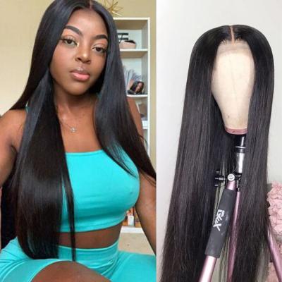 China 4*4 Lace Closure Wig Wave 8-30 Inch Cheap Silky Straight Human Hair Wig Pre Plucked 180% Density Lace Wig For Black Woman for sale