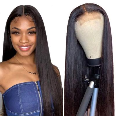 China Wave Brazilian 4*4 Lace Closure Wig Silky Straight Human Hair Wigs For Colored Women 150% Density Lace Wig With Baby Hair for sale