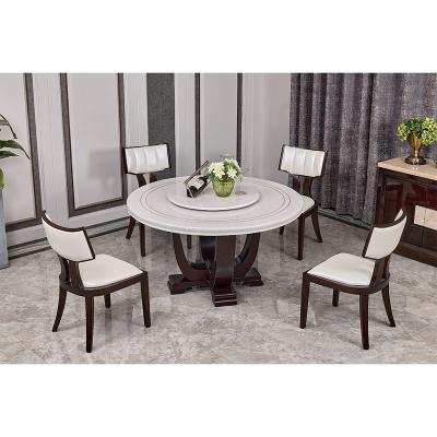 China Marble top 4 seater 6 seater wooden dining table with dining chairs for sale