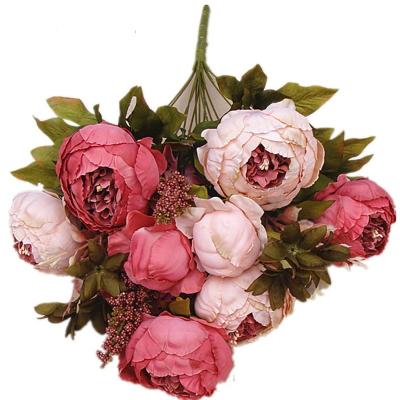 China Contact Natural Hot Selling Peony Artificial Flowers Decorative Wedding Supplies Artificial Silk Peony Flower Bouquet for sale