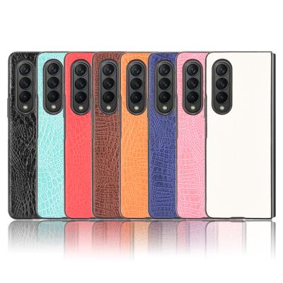 China Newest Crocodile Pattern Anti-fall Phone Case Shockproof PU Leather Phone Cover For Samsung Galaxy Z Fold 3 for sale