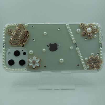 China Anti-fall For iPhone Beautiful Clear Series Phone Case Luxury Crown Pearl TPU+PC Phone Case For iPhone for sale