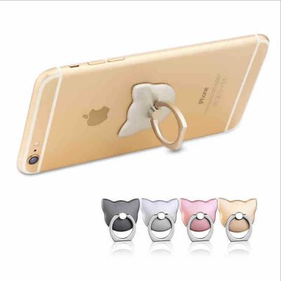 China Metal Cartoon Cat Design 360 Plastic Finger Ring Mobile Phone Stand Holder For iPhone Cell Phone Holder for sale