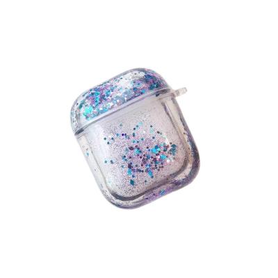 China For Earphone New Arrival Glitter Quicksand Shiny Liquid Hard PC Wireless Earphone Cover For Apple Airpods Charging Case for sale