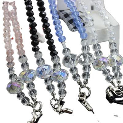 China Bling Nylon Bling Crystal Beads Cell Phone Neck Sling Cell Phone Lanyard Sweater Chain for sale