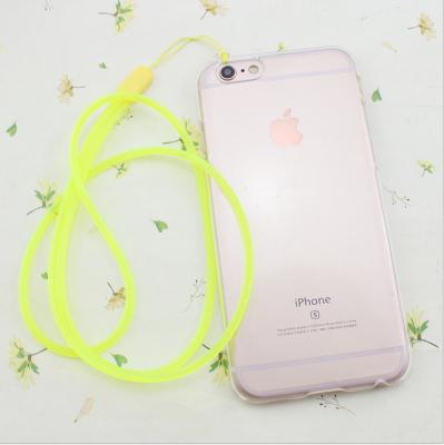 China Bright Colorful PVC Neck Arming Cord Mobile Phone Sling Self Stick Stick Lanyard for sale