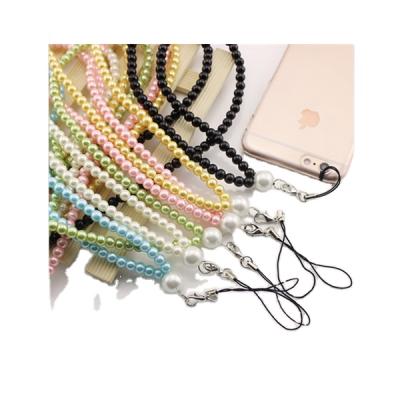 China Nylon Luxury Movable Shiny Glass Beads Lanyard Pearl High-Grade Metal Buckle Chain for sale