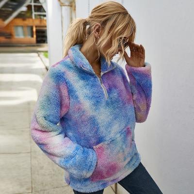 China Fashion QUICK DRY 2021 winter European and American tie dyed woolen coat women's coat for sale