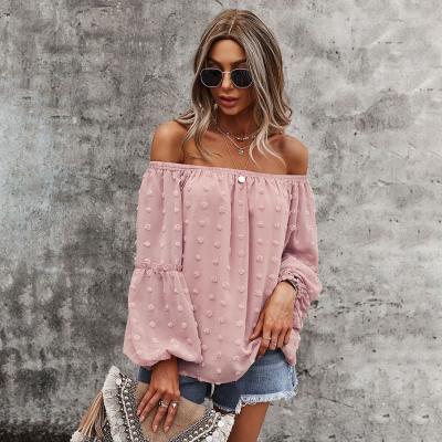 China 2021 Breathable Off The Shoulder Light Wool Ball Top Womens Summer Long Sleeve Womens Long for sale