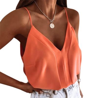 China High Quality Leisure QUICK DRY Condole Belt Small V Collar Loose Knit Bra Vest Top For Female for sale