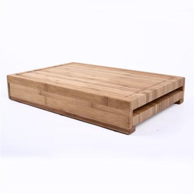 China Sustainable Wholesale Organic Bamboo Cutting Boards Set With Containers Drawer for sale