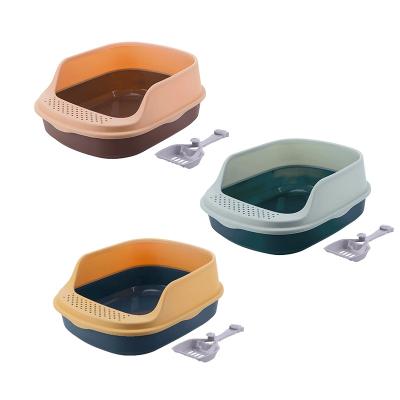 China Cat Toilet Box Fashion Square Pet Box Cats Sustainable Enclosed Cleaning Colored Sand For Small Animal Feed Stabilized Soil Pan for sale