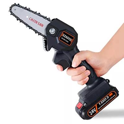 China Stainless Steel 24V Mini Electric Chainsaw Rechargeable 4-Inch Portable Electric Chainsaw Household One-Hand Saw for sale