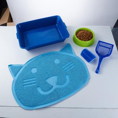 China Self Feeding Cat Litter Scoop Mat Cat Litter Bin Cat Litter Bin Cat Litter Bin Trap Cleaning Brush Corner Cleaning Kit Pet Bowl Self Grooming for sale