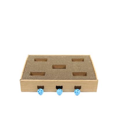 China Sustainable Pet Toy Box Customized Color Cardboard Cat Toy Scratcher for sale