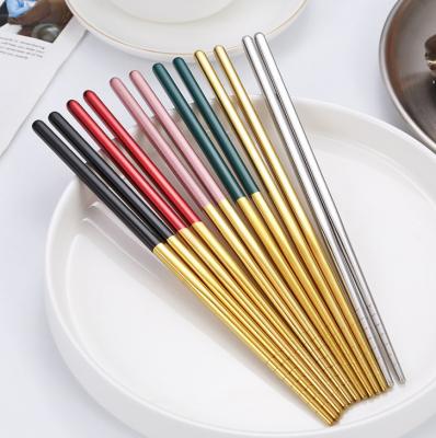 China High Quality Eco-friendly Gold Stainless Steel Metal Chopsticks Maker Restaurant Viable Tableware Chinese Chopsticks for sale