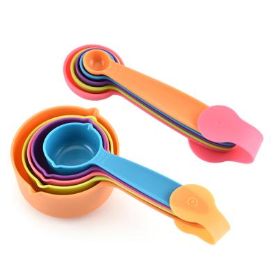 China Stocked Food Grade Color 10-Piece Plastic Measuring Cups And Spoons Set for sale