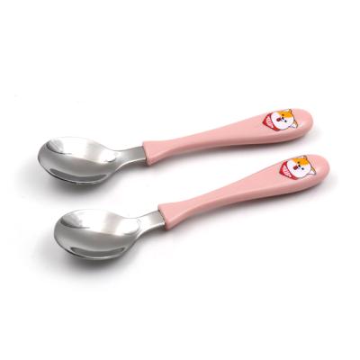 China Viable Cartoon Style Toddler Cutlery Set with Spoon Fork Baby Travel Cutlery 2 Piece Set Baby Cutlery Set for sale