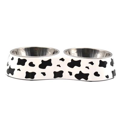 China Wholesale High Quality Custom Viable Pet Double Bowl Stainless Steel Ceramic Pet Bowl for sale