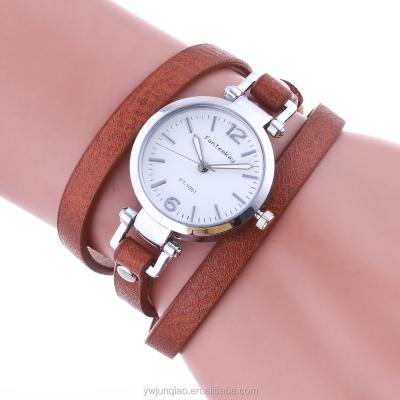 China Popular Teenager Automatic Quartz Leather Wrist Band Wrap Classic Date Fashion Watch Women Handcrafted for sale