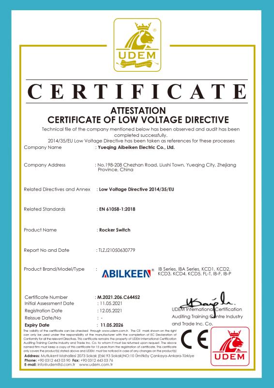 CE - Yueqing Aibeiken Electric Co., Ltd.