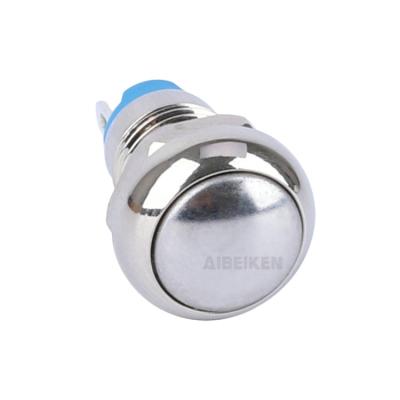 China 8mm 5A 250V 2 Pin Stainless Steel Metal Waterproof Led Ring Illuminated Push Button Switch for sale