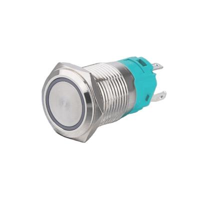 China Popular Function 1NO1NC Head IP67 Degree Flat Round Ring Led 5 Pin Momentary 16mm Push Button Switch Nickled Stainless Steel/Brass for sale