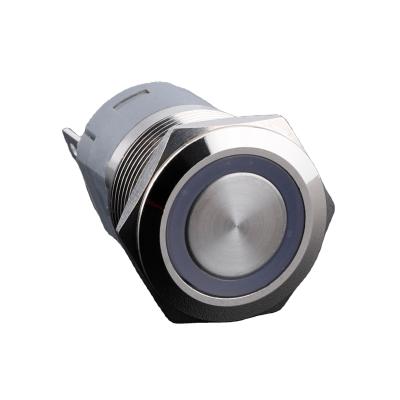 China Waterproof IP 67 22mm waterproof illuminated 2 NO push button switch RGB led switch push button with led for sale