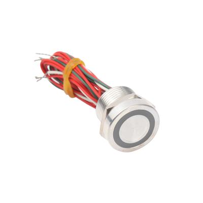 China Aluminum Oxidation Or Stainless Steel Flat Head 16mm 1No Ring Led Momentary Switch Illuminated Piezo Waterproof IP68 With 150mm Wire for sale