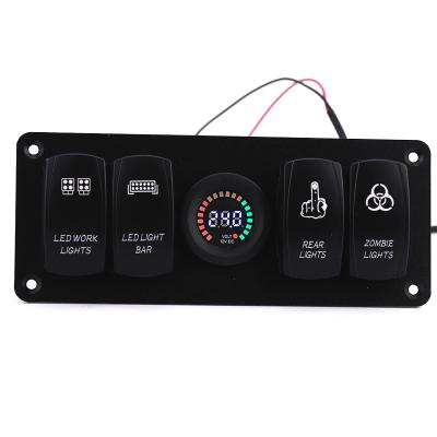 China Long Life And Exquisite Design DC 12V 24V Voltmeter Kit 4 Band Waterproof Boat Ip67 Laser Symbol Inverter Rocker Switch Panel for sale