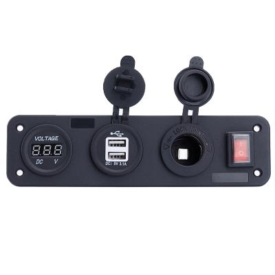 China Long Life And Exquisite Design Marine Boat 12V 24V Voltmeter 4 Strip Rocker Dual Usb Power Charging Rocker Switch Panel for sale